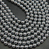 Silver hematite beads.