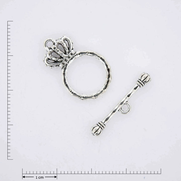 Silver crown toggle jewelry findings.