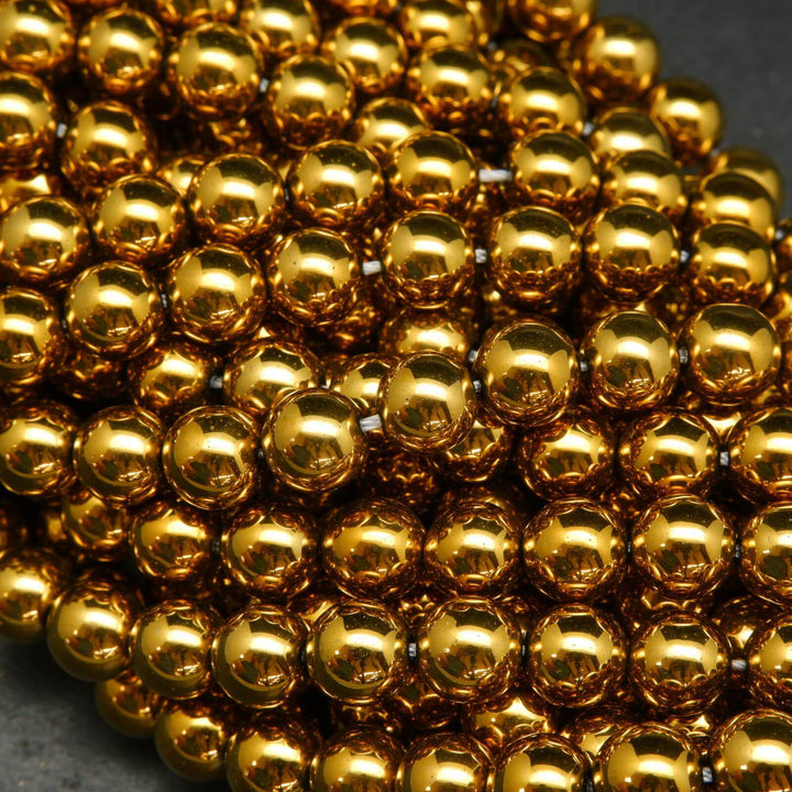 Deep gold hematite beads.