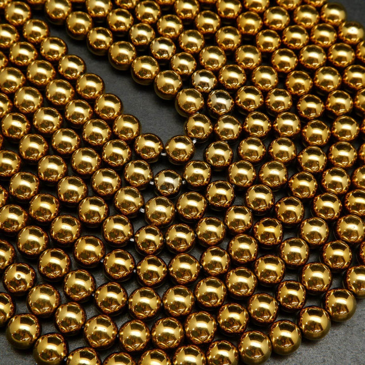 Deep gold hematite beads.