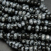 Snowflake Obsidian Rondelle Beads. Black and grey beads.