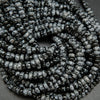 Snowflake Obsidian Rondelle Beads. Black and grey beads.