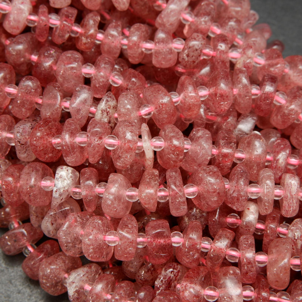 Pink strawberry quartz beads.