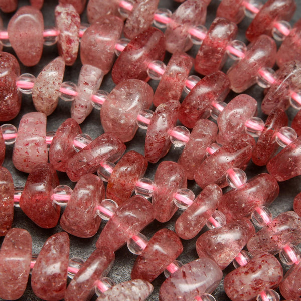 Pink strawberry quartz beads.