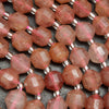 Strawberry quartz prism shape beads.