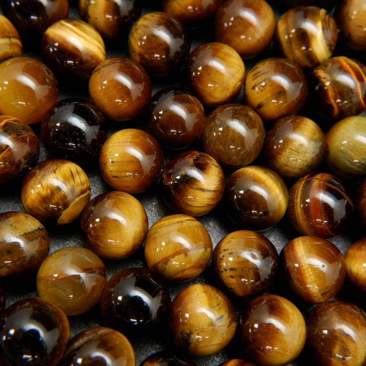 Polished Tiger Eye Beads. Round loose beads.