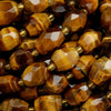Brown and yellow faceted nugget shape tiger eye beads.