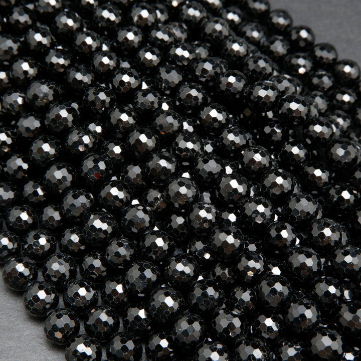 Faceted Black Tourmaline Beads.