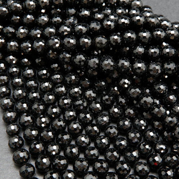 Faceted Black Tourmaline Beads.
