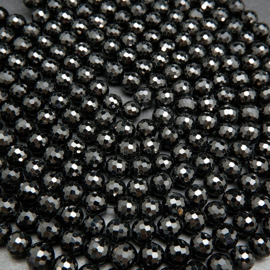 Black Tourmaline · Faceted · Round · 6mm, 8mm, 10mm, Bead, Tejas Beads