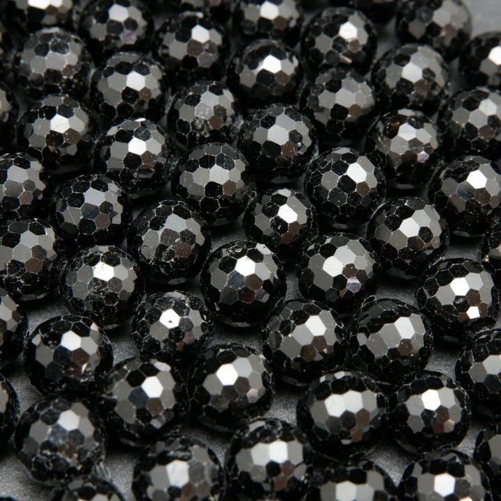 Faceted Black Tourmaline Beads.