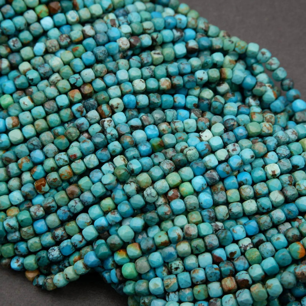 Green and blue cube shape turquoise beads.