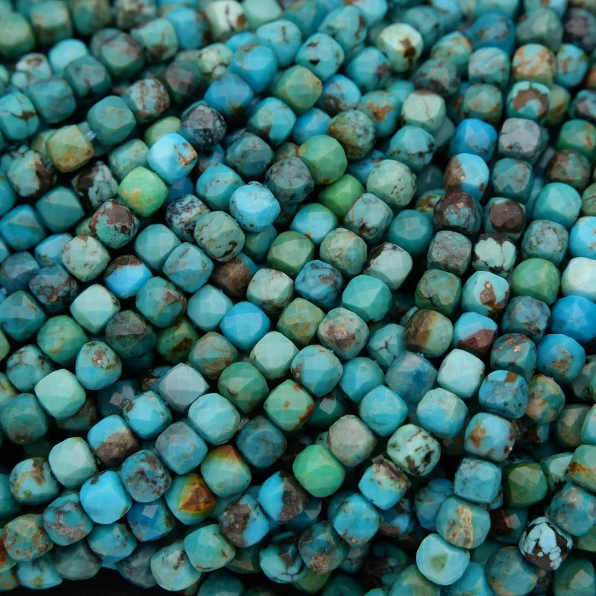 Turquoise · Microfaceted · Cube · 4mm | Bead | Tejas Beads display picture 2