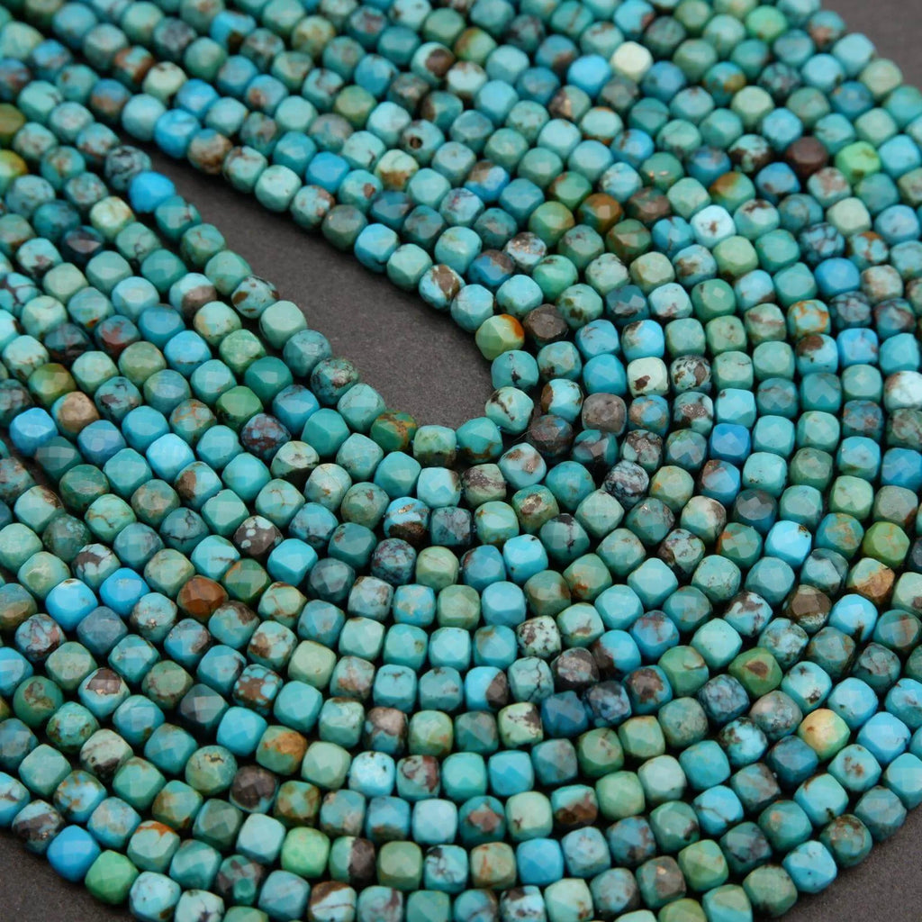 Green and blue cube shape turquoise beads.