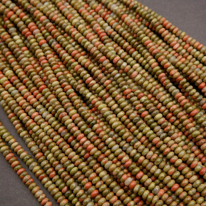 Unakite Jasper · Smooth · Rondelle · 2x4mm, Tejas Beads, Beads