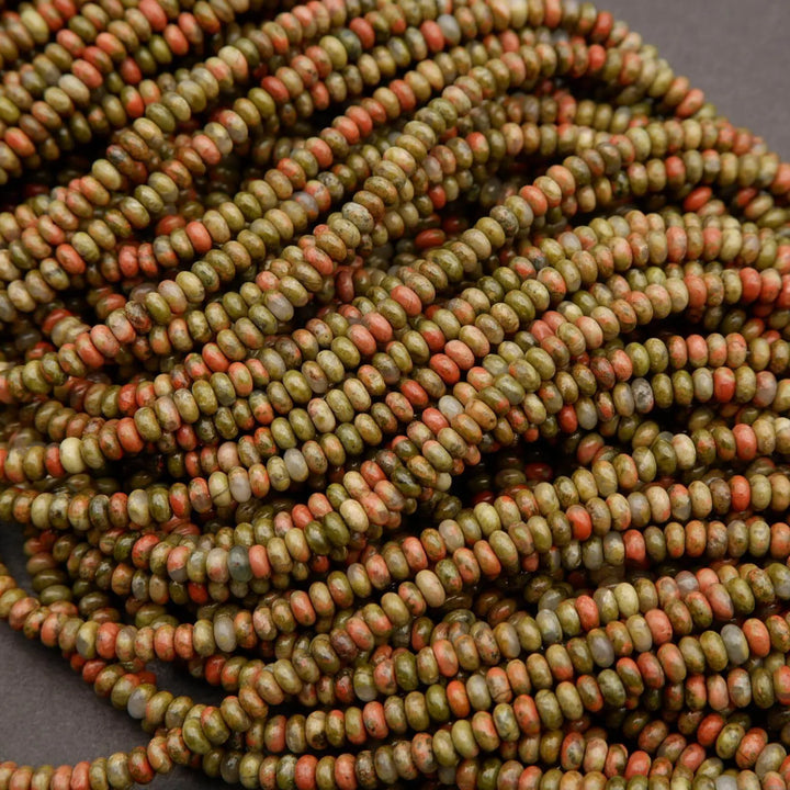 Unakite Jasper · Smooth · Rondelle · 2x4mm, Tejas Beads, Beads