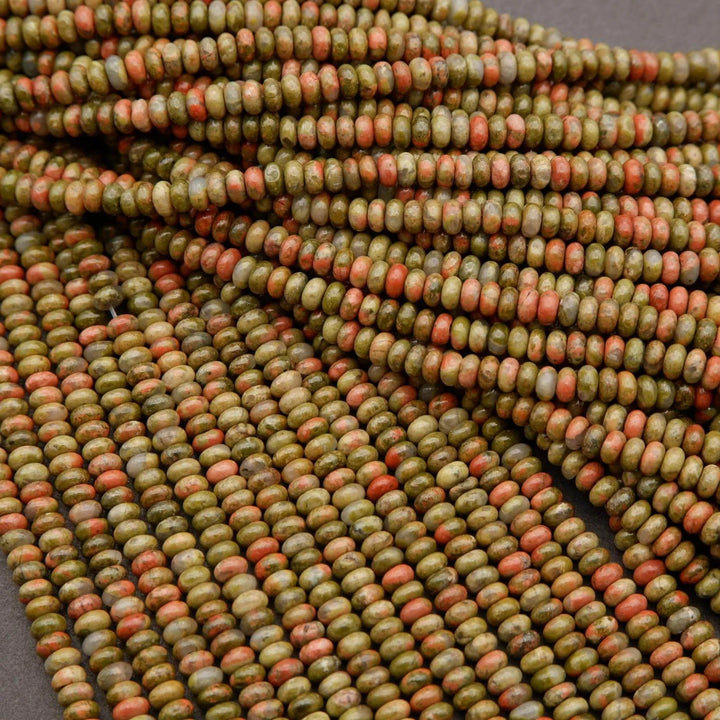 Unakite Jasper · Smooth · Rondelle · 2x4mm, Tejas Beads, Beads