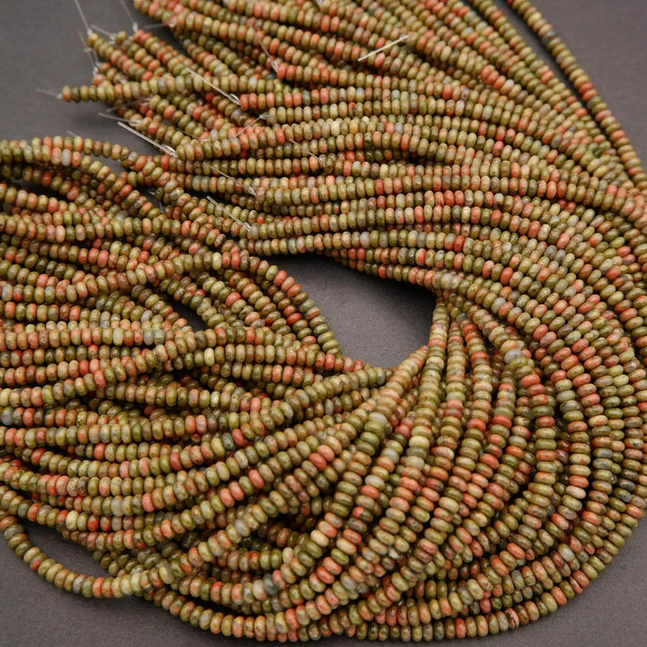 Unakite Jasper · Smooth · Rondelle · 2x4mm, Tejas Beads, Beads