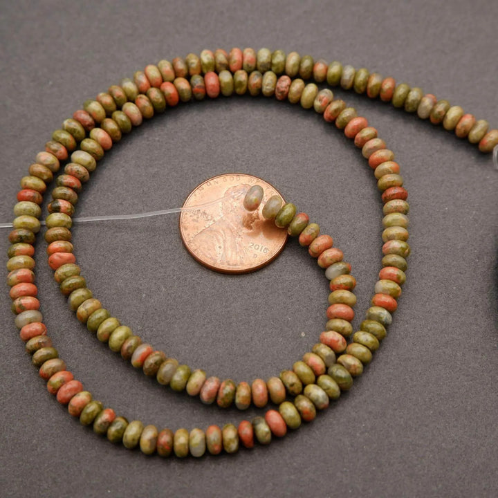 Unakite Jasper · Smooth · Rondelle · 2x4mm, Tejas Beads, Beads