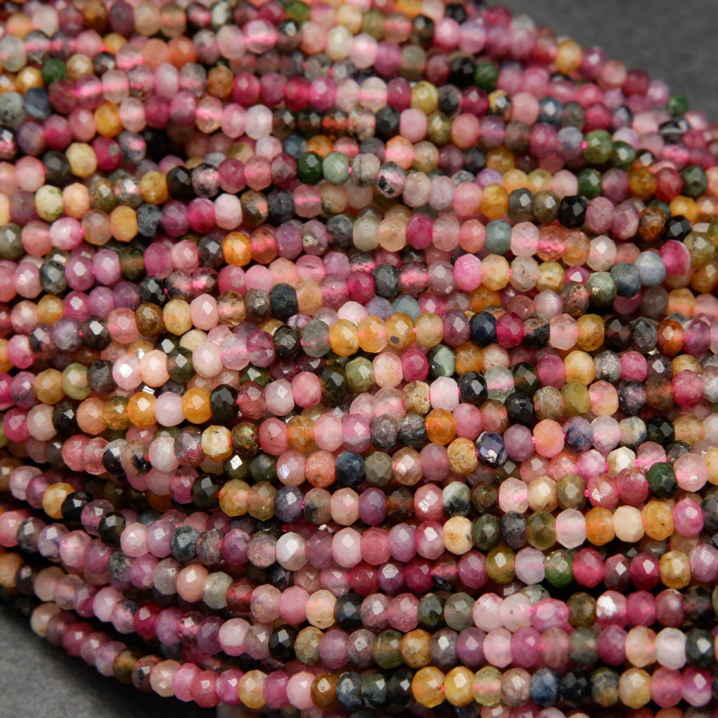 Watermelon Tourmaline · Microfaceted · Rondelle · 2.8mm - 3mm, Bead, Tejas Beads