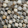 White and Grey Faceted Energy Prism Beads.