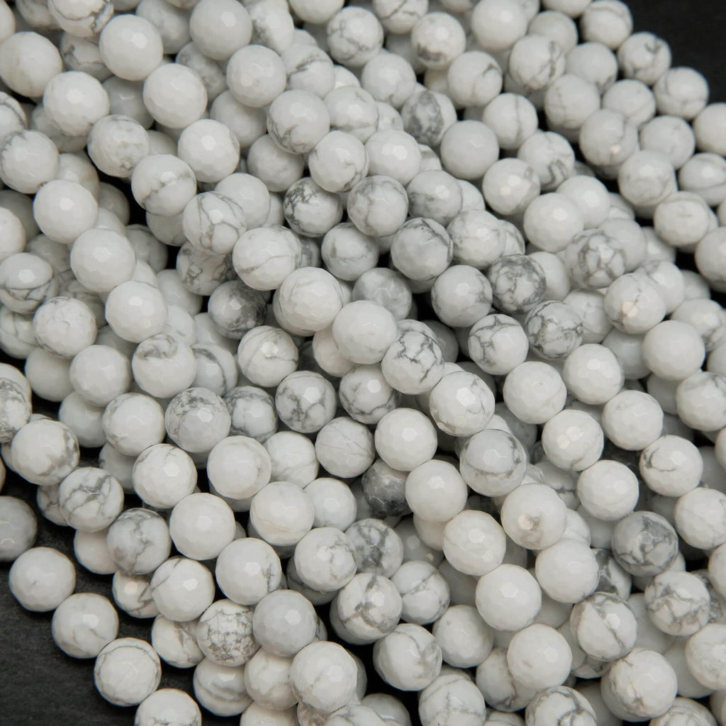 Faceted White Howlite Beads.
