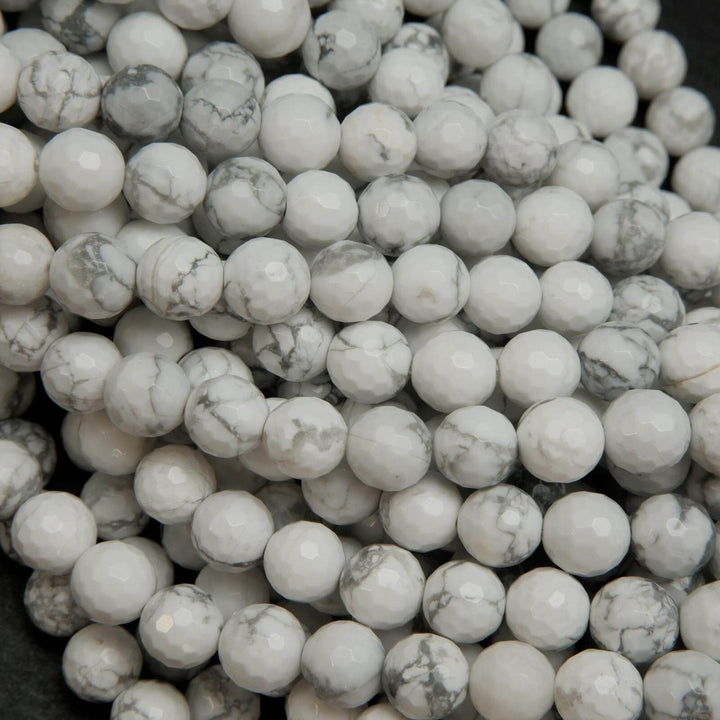 Faceted White Howlite Beads.