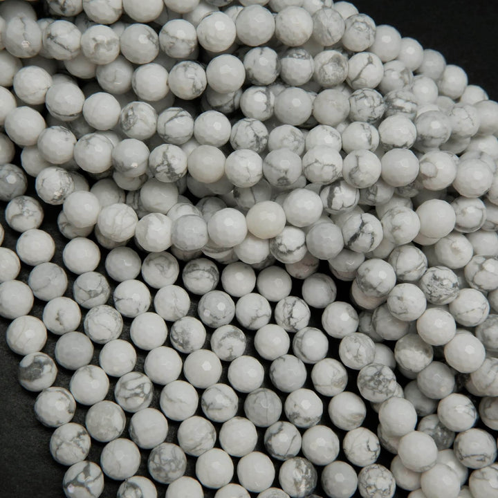 Faceted White Howlite Beads.