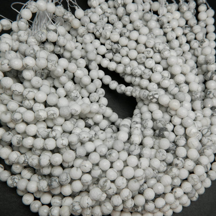 Faceted White Howlite Beads.