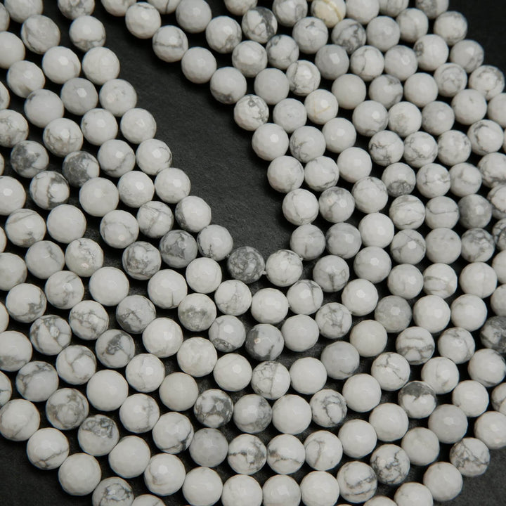 Faceted White Howlite Beads.