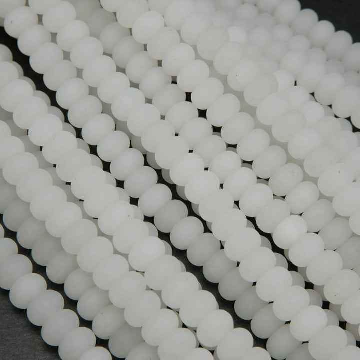 Matte finish white jade beads.