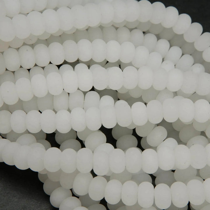 Matte finish white jade beads.