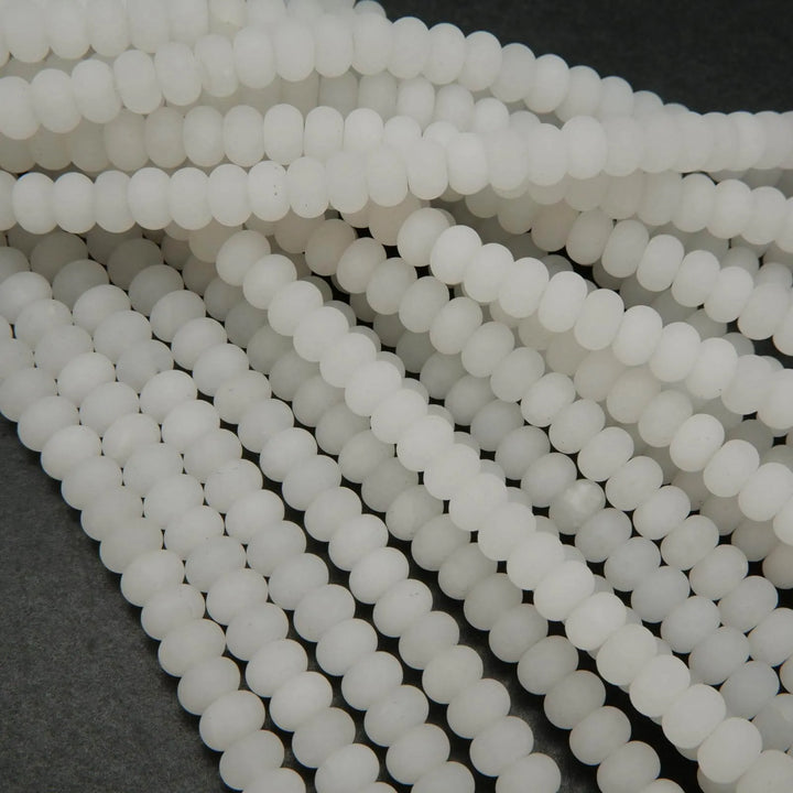 Matte finish white jade beads.