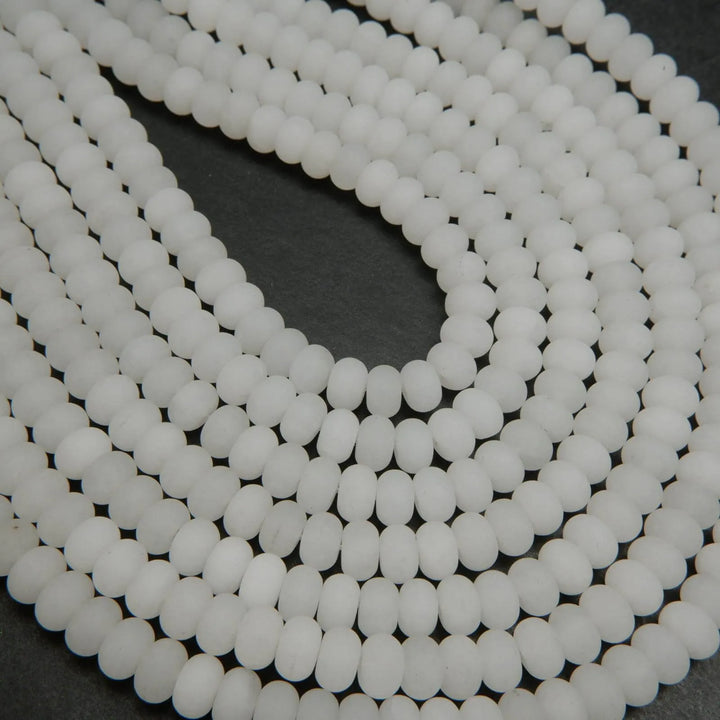 Matte finish white jade beads.