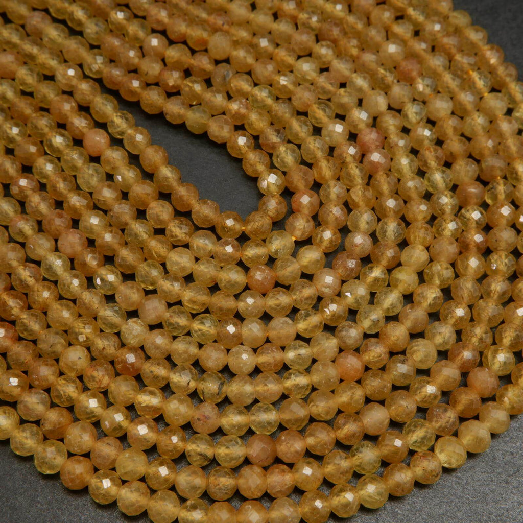 Golden Yellow Apatite · Faceted · Round · 6mm, Bead, Tejas Beads
