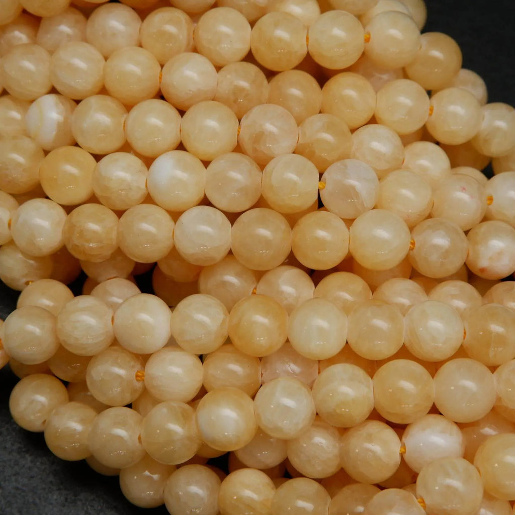 Yellow Calcite · Smooth · Round · 4mm, 6mm, 8mm, 10mm, Bead, Tejas Beads