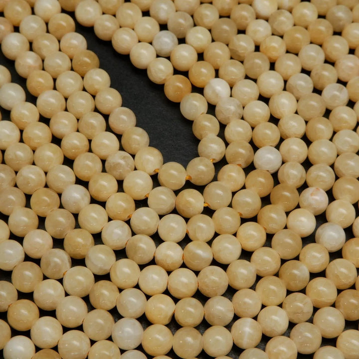 Yellow Calcite · Smooth · Round · 4mm, 6mm, 8mm, 10mm, Bead, Tejas Beads