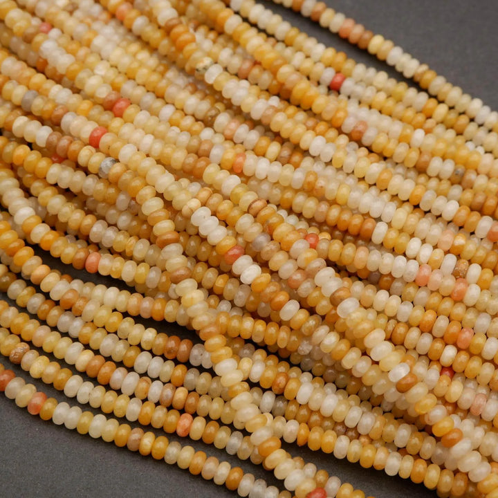 Yellow Jade · Smooth · Rondelle · 2x4mm, Tejas Beads, Beads