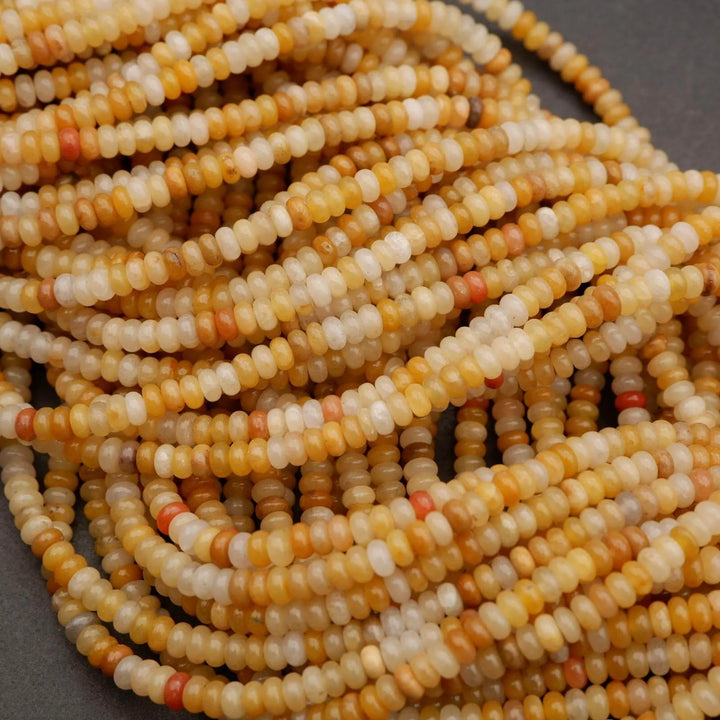 Yellow Jade · Smooth · Rondelle · 2x4mm, Tejas Beads, Beads