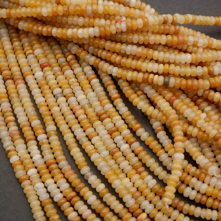 Yellow Jade · Smooth · Rondelle · 2x4mm, Tejas Beads, Beads