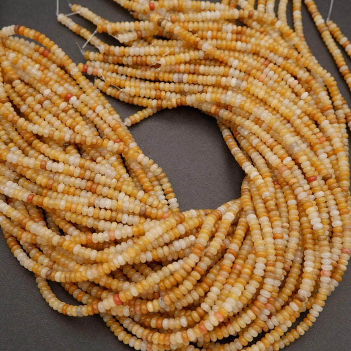 Yellow Jade · Smooth · Rondelle · 2x4mm, Tejas Beads, Beads