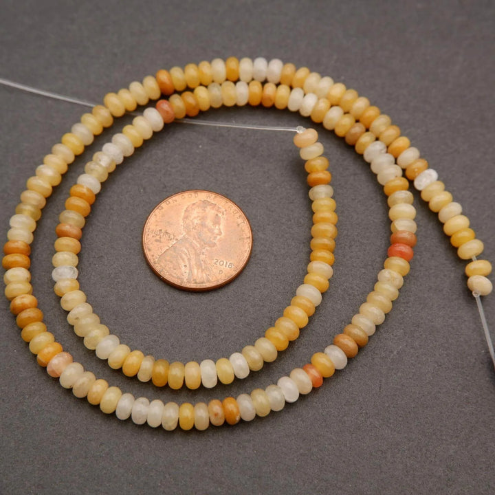 Yellow Jade · Smooth · Rondelle · 2x4mm, Tejas Beads, Beads