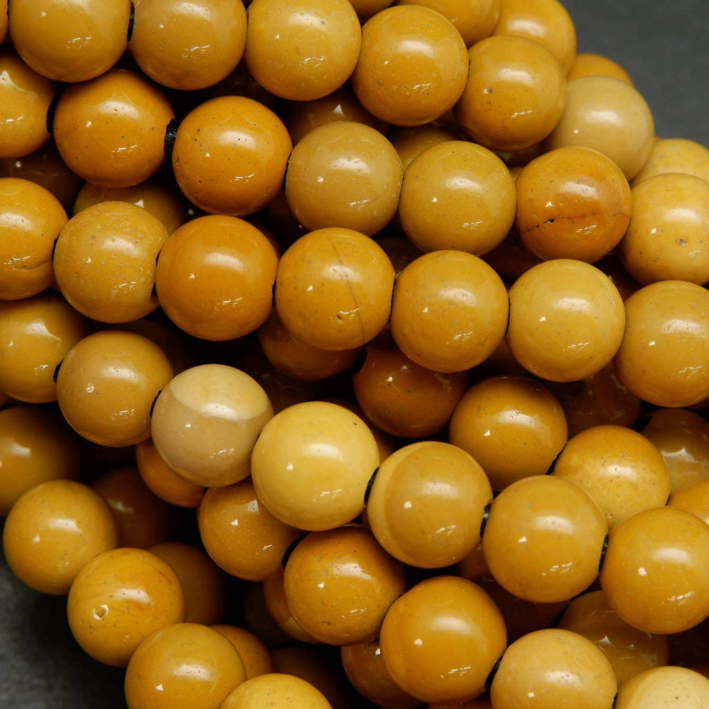 Yellow Mookaite Jasper Large Hole Beads.