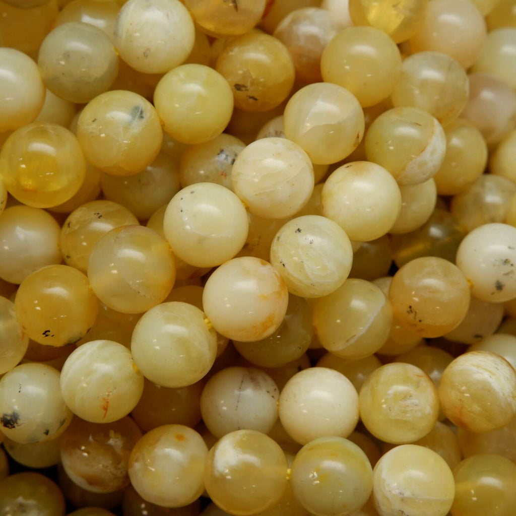 Yellow Opal Beads Round Natural High-Polish Finish Beads– Tejas